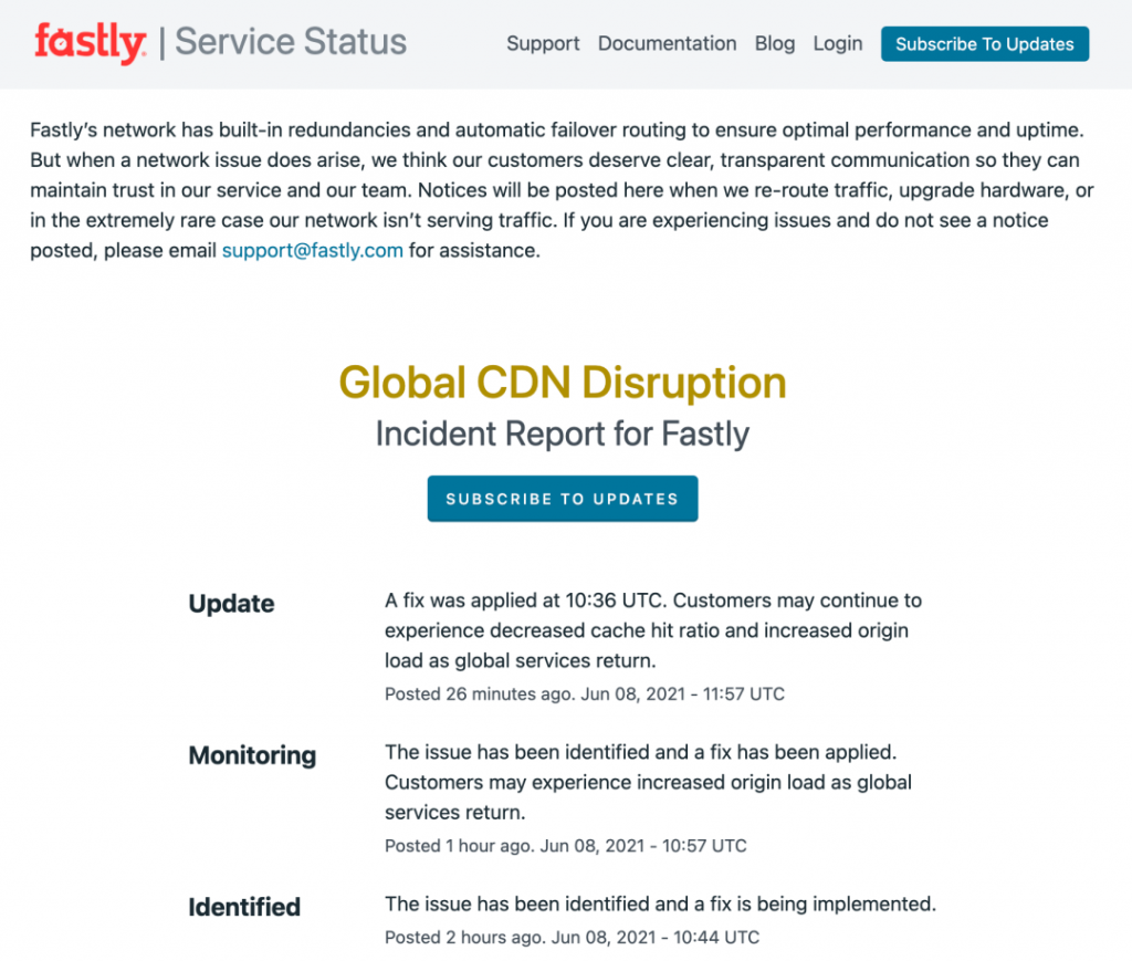 美国CDN服务商Fastly故障 全球知名互联网公司瘫痪插图1