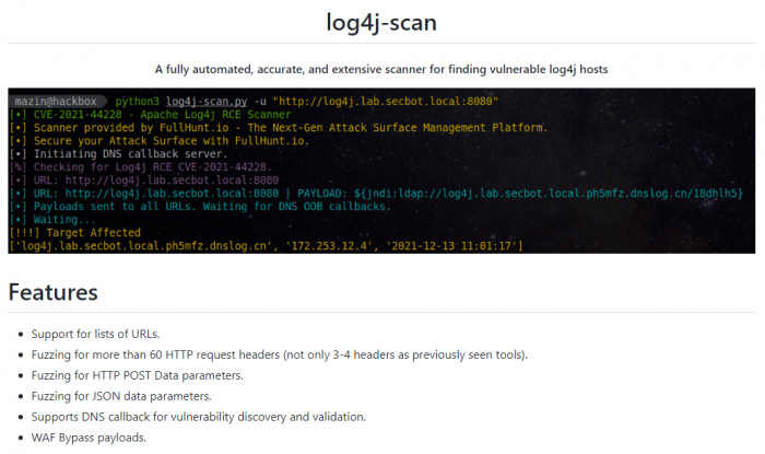 CISA发布Apache Log4j漏洞扫描器 可筛查易受攻击的应用实例插图1