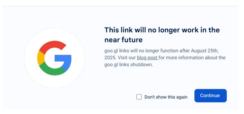 谷歌短链服务goo.gl停止了