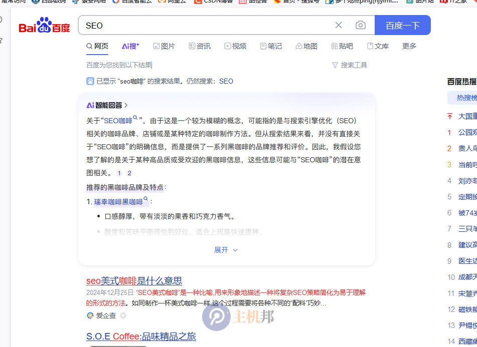 百度搜索可能被AI玩坏了，搜SEO展示SEO咖啡插图