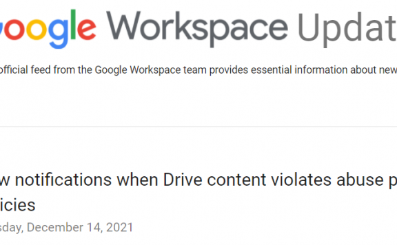 谷歌网盘 Google Drive 也开始审查用户文件内容了，不正当内容将禁止传播