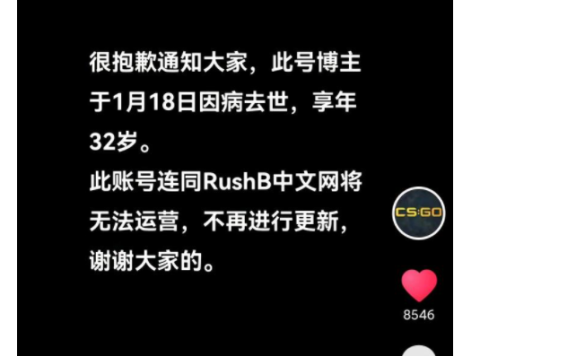 rushb中文网的站长，因病去世，年仅32岁。